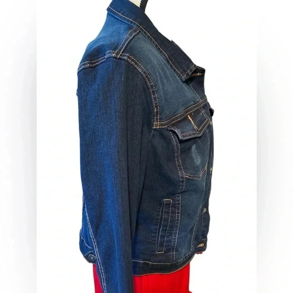 New Look Juniors' Plus Size Distressed Denim Jacket - Picture 2 of 8